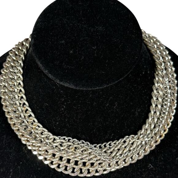 Goth Punk Choker Chain Necklace Multi link Stainless Silver Fetish Grunge Edgy - Picture 5 of 5